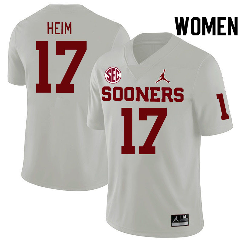 Women #17 Taylor Heim Oklahoma Sooners 2024 SEC Conference College Football Jerseys-White